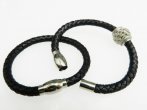 Leather Bracelet with Stainless Steel Magnetic Clasp