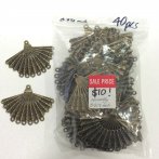 Antique Brass Metal Fans x 40pcs