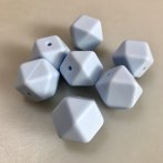 Silicone Beads Faceted Cube Blue