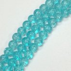 8mm Light Aqua Crackle Bead Strand