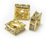 5mm Square Gold Diamante Rondelle