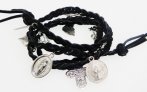 Plated Leather Bracelet with Charms
