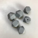 Silicone Beads Faceted Cube Grey
