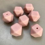 Silicone Beads Faceted Cube Pink