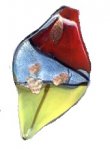 Lampwork Glass Leaf 50x35mm Silver Foil