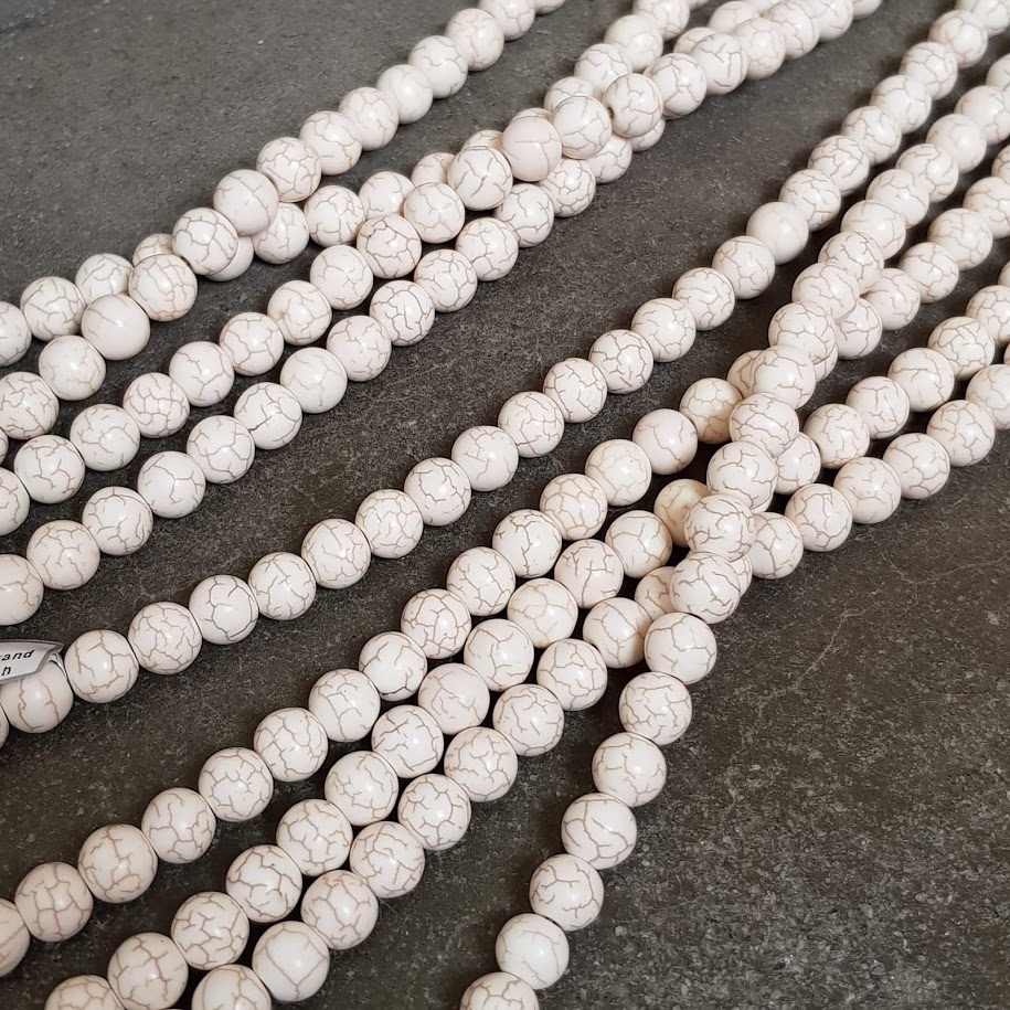 Cream Turquoise 10mm Strand - Click Image to Close